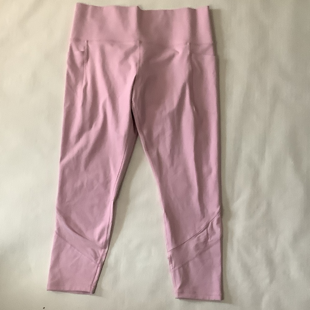 Athleta Blush Pink  “Salutation Stash Mesh Tights” Leggings